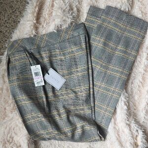 1. State Women's Glen Plaid Dress Pants in Gray with Yellow Windowpane